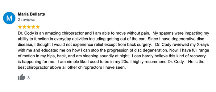 Chiropractic Redmond WA testimonial